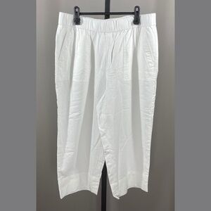NEW Talbots Pants Womens Large petite white cotton linen straight cropped casual